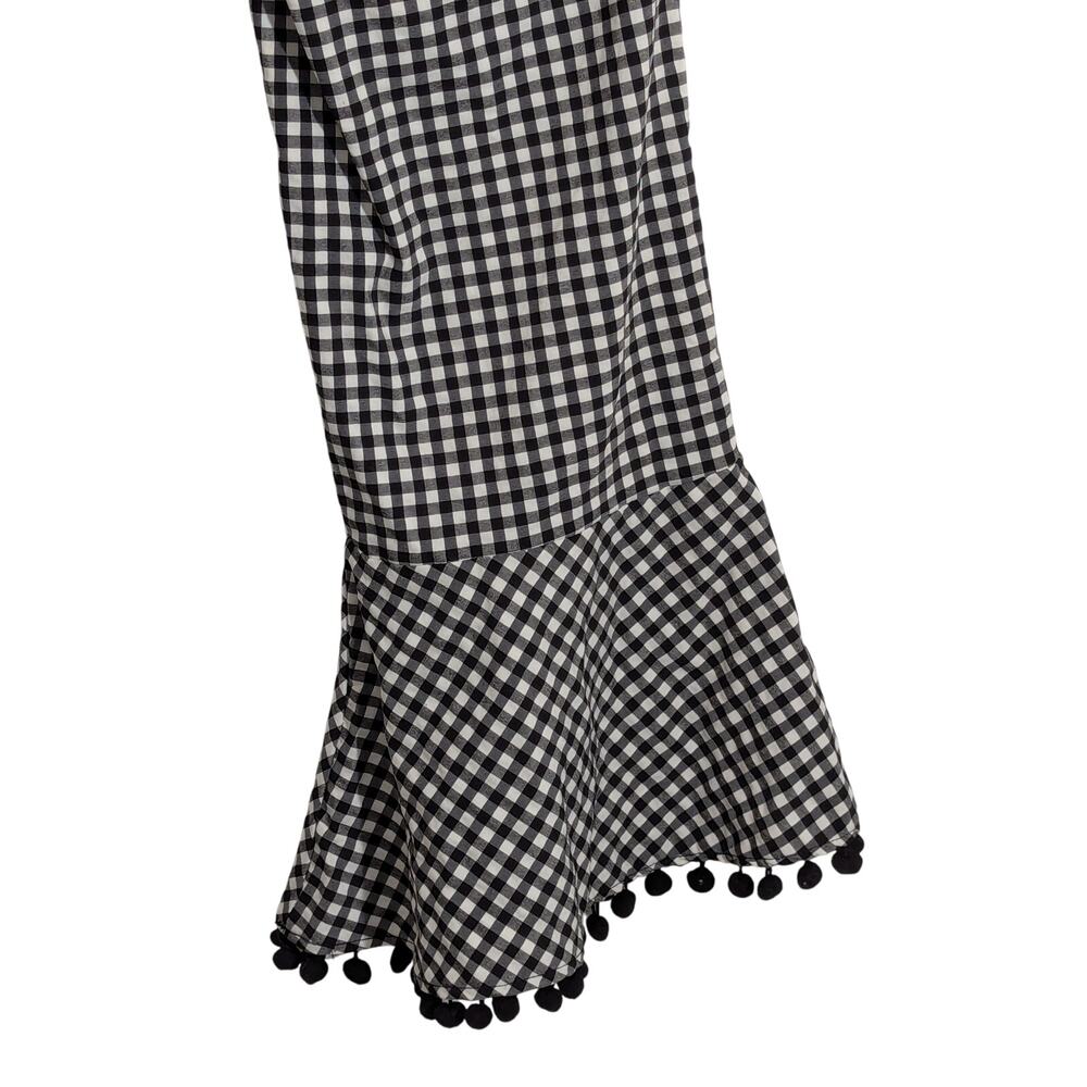 Nanette Lepore Black White Check Ball Fringe Wide Leg Pants Sz 6 - Picture 8 of 8
